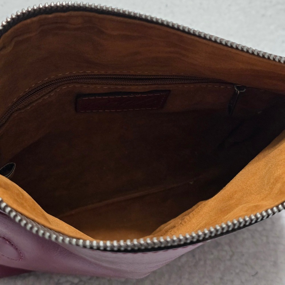 Patricia Nash Valerie Fold-over Wristlet Plum Purple Floral Embossed Leather Bag - Picture 4 of 13
